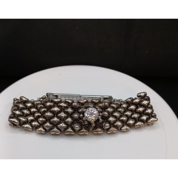 Sergio Gutierrez Liquid Metal Silver Mesh Cuff Bracelet Signed SG - Picture 4 of 14